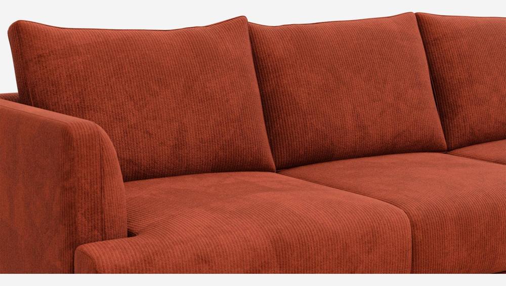 Sofá de ángulo con chaise longue derecha de terciopelo - Terracota