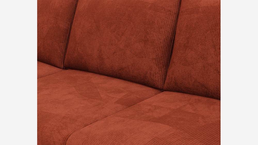 Hoekbank met loungedeel rechts van fluweel– Terracotta 