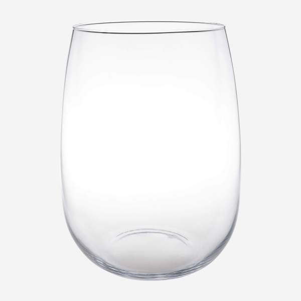 Vase en verre soufflé bouche - 26 cm - Transparent
