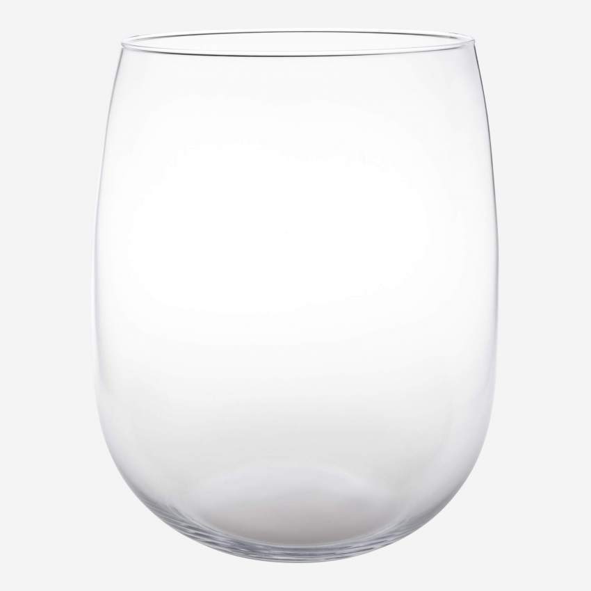 Vase en verre soufflé bouche - 18 cm - Transparent