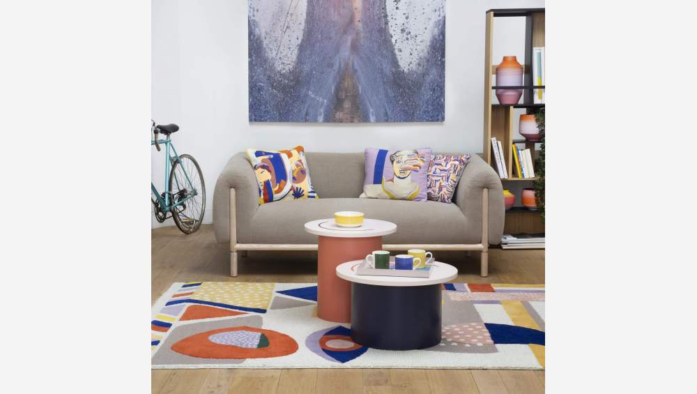 Mesa auxiliar redonda con bandeja extraíble y almacenaje - 50 x 50 cm - Design  by Studio Habitat