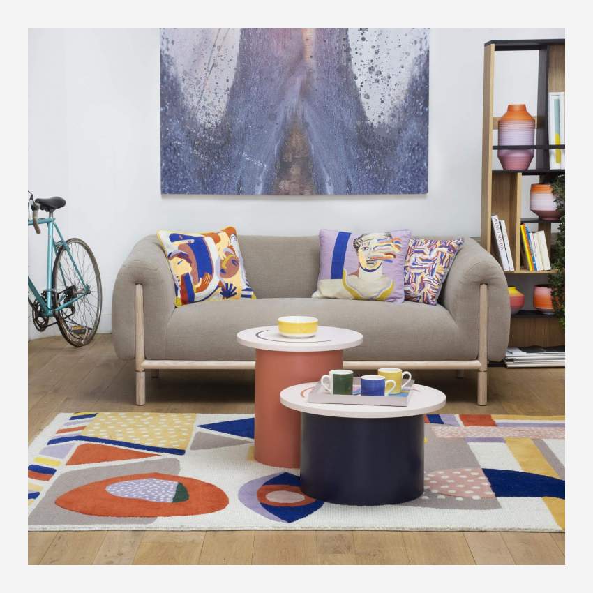 Mesa auxiliar redonda con bandeja extraíble y almacenaje - 50 x 50 cm - Design  by Studio Habitat