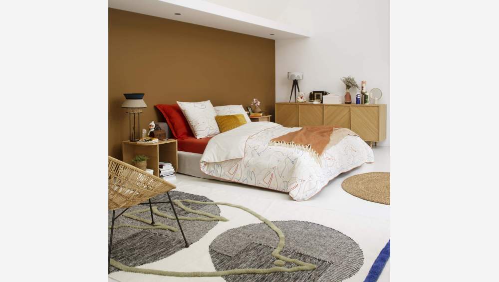 Teppich aus Wolle und Baumwolle - 170 x 240 cm - Naturfarben