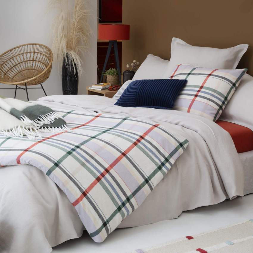 Conjunto de cama em flanela de algodão - 240 x 260 cm - Multicolor