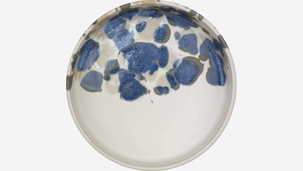 Tiefer Teller aus Sandstein - 18,5 cm - Blau