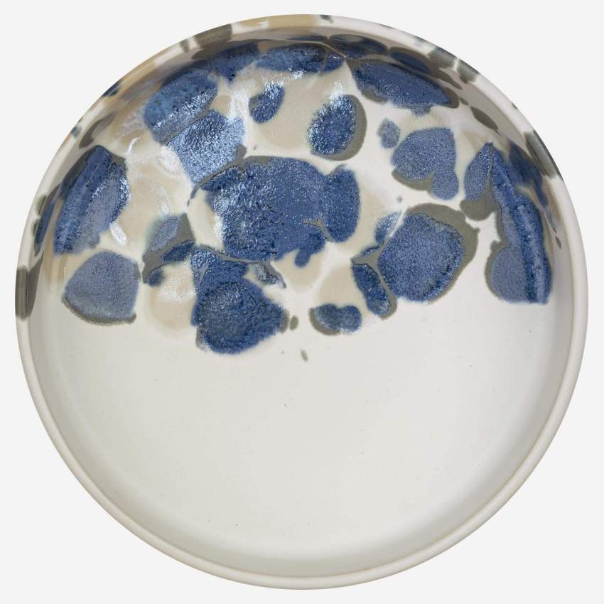 Tiefer Teller aus Sandstein - 18,5 cm - Blau