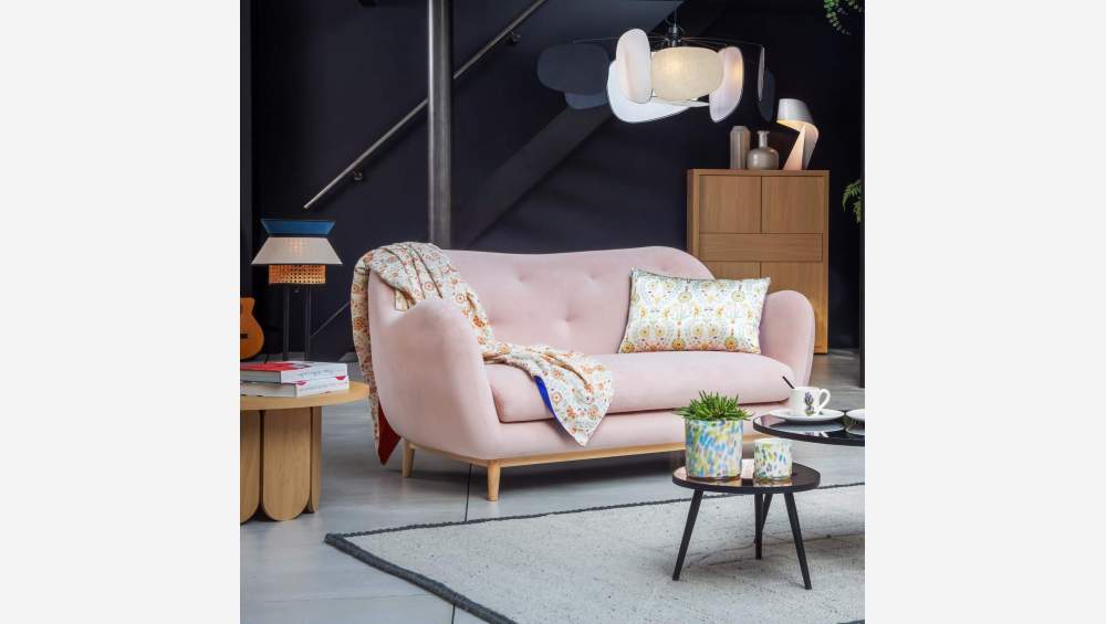 Sofá de 3 lugares de veludo - Rosa - Design by Adrien Carvès