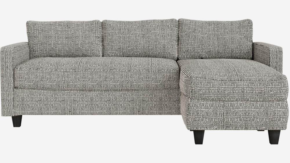 3-Sitzer-Sofa mit Ecke rechts aus italienischem Stoff - Grau meliert - Schwarze Füße