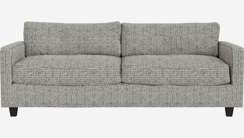 3-Sitzer-Sofa aus italienischem Stoff - Grau meliert - Schwarze Füße