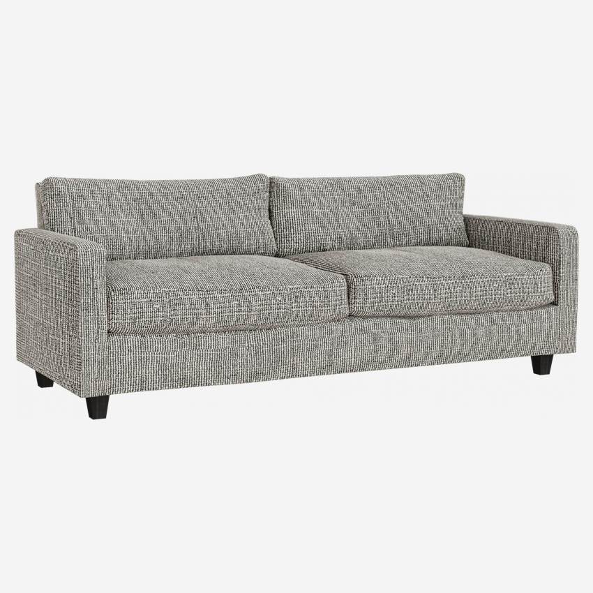 3-Sitzer-Sofa aus italienischem Stoff - Grau meliert - Schwarze Füße