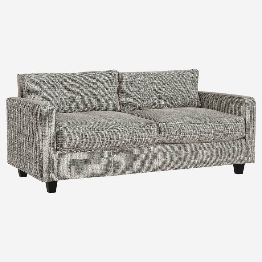2-Sitzer-Sofa aus italienischem Stoff - Grau meliert - Schwarze Füße