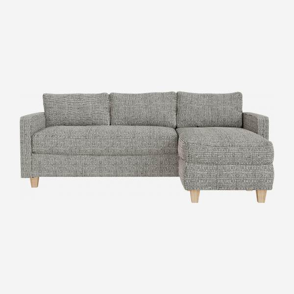 3-Sitzer-Sofa mit Ecke rechts aus italienischem Stoff - Grau meliert - Eichenfüße