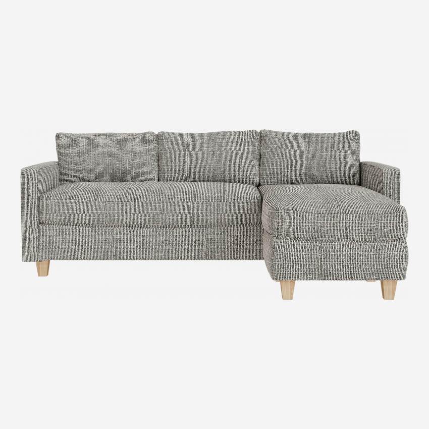 3-Sitzer-Sofa mit Ecke rechts aus italienischem Stoff - Grau meliert - Helle füße