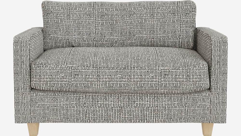 Sofá compacto em tecido italiano - cinza misto - Pés madeira