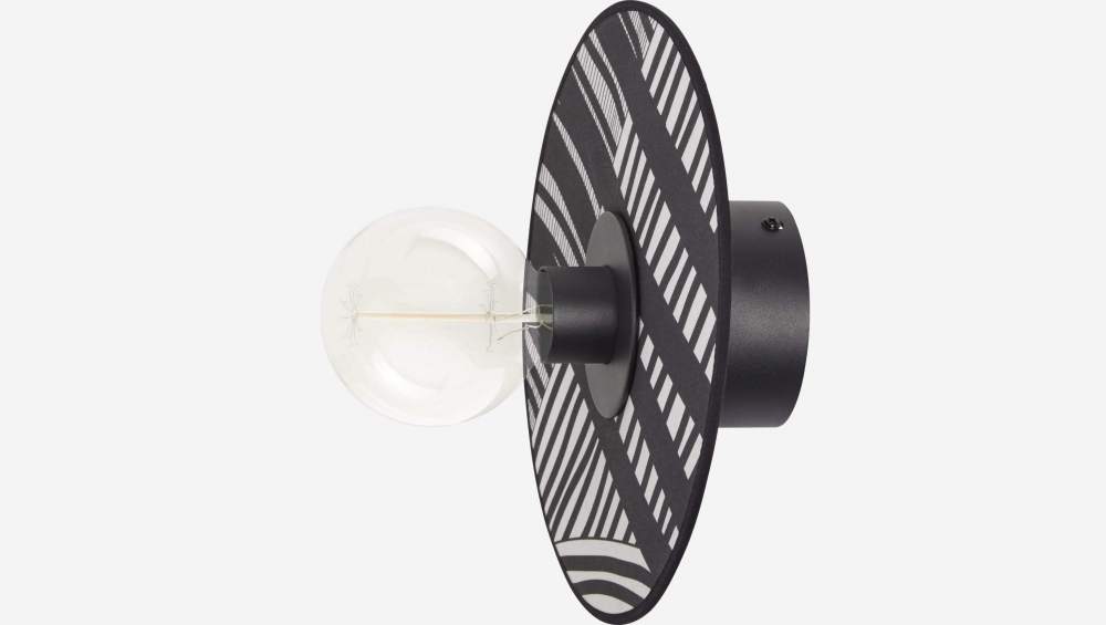 Ronde wandlamp van metaal - 10 cm - Zwart