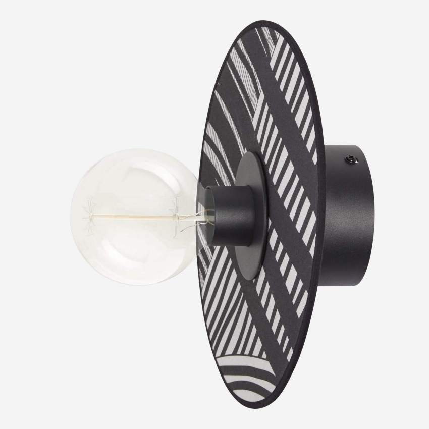 Ronde wandlamp van metaal - 10 cm - Zwart