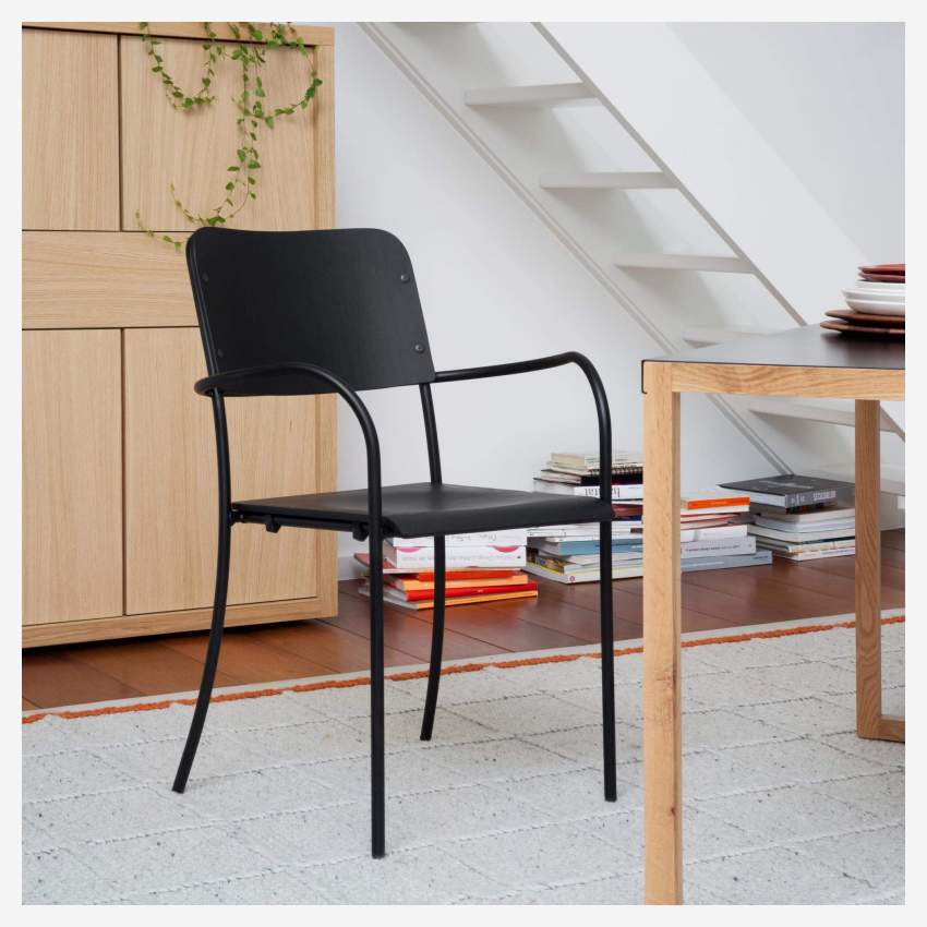 Chaise en chêne et métal – Noir – Design by Christian Ghion