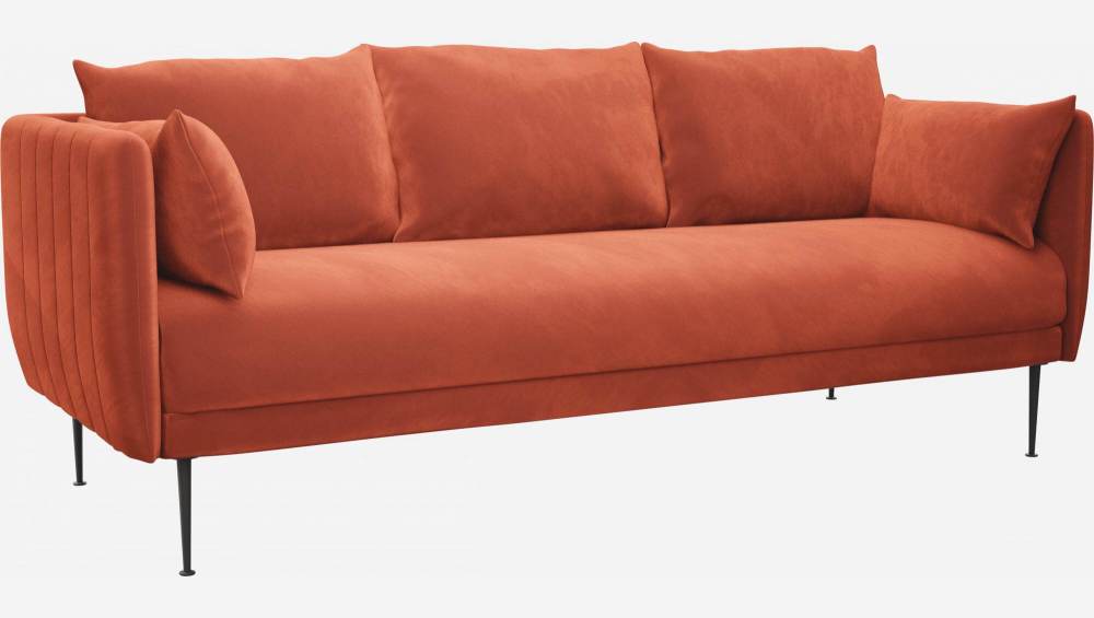 3-Sitzer-Sofa aus Samt - Orange