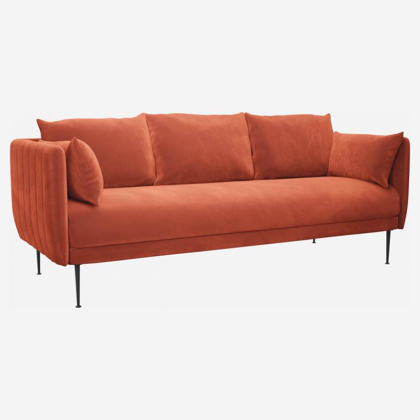 3-Sitzer-Sofa aus Samt - Orange