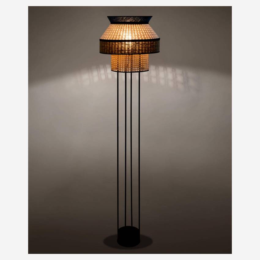 Lámpara de pie de rejilla y metal - 42 x 143 cm - Multicolor