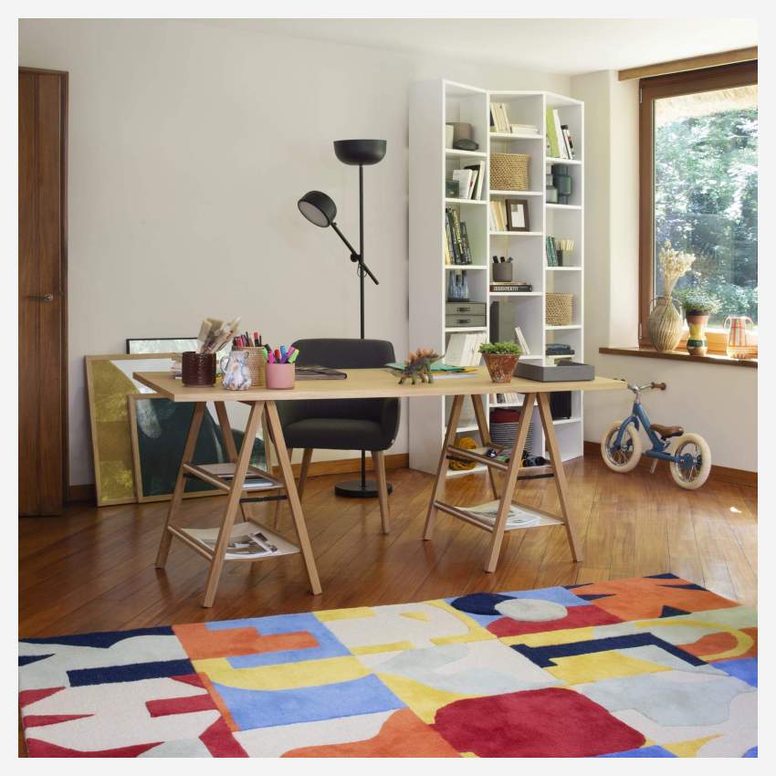 2er-Set Tischböcke für Schreibtisch aus massiver Eiche - Naturfarben