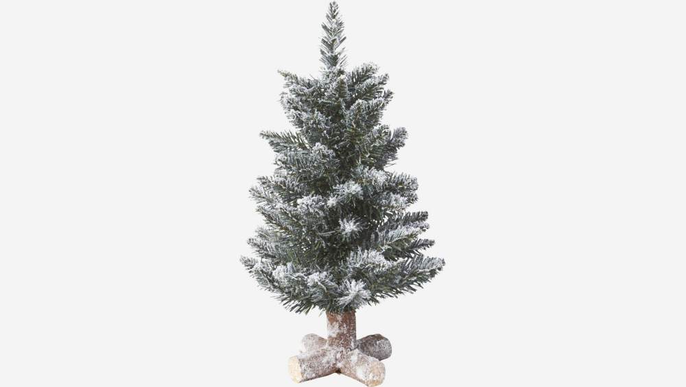 Árbol navidad con pie madera 55cm  efecto escarcha Tamaño S