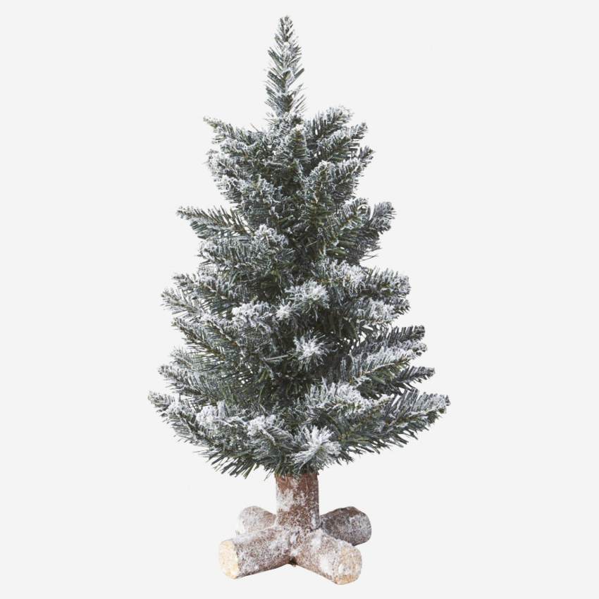 Árbol navidad con pie madera 55cm  efecto escarcha Tamaño S