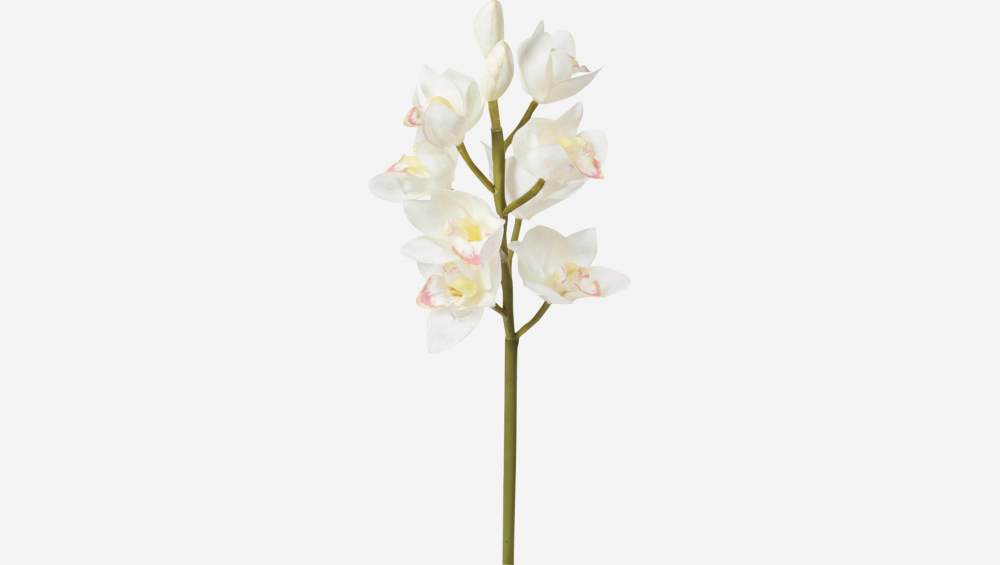 Orquídea Cymbidium artificial 62 cm branca