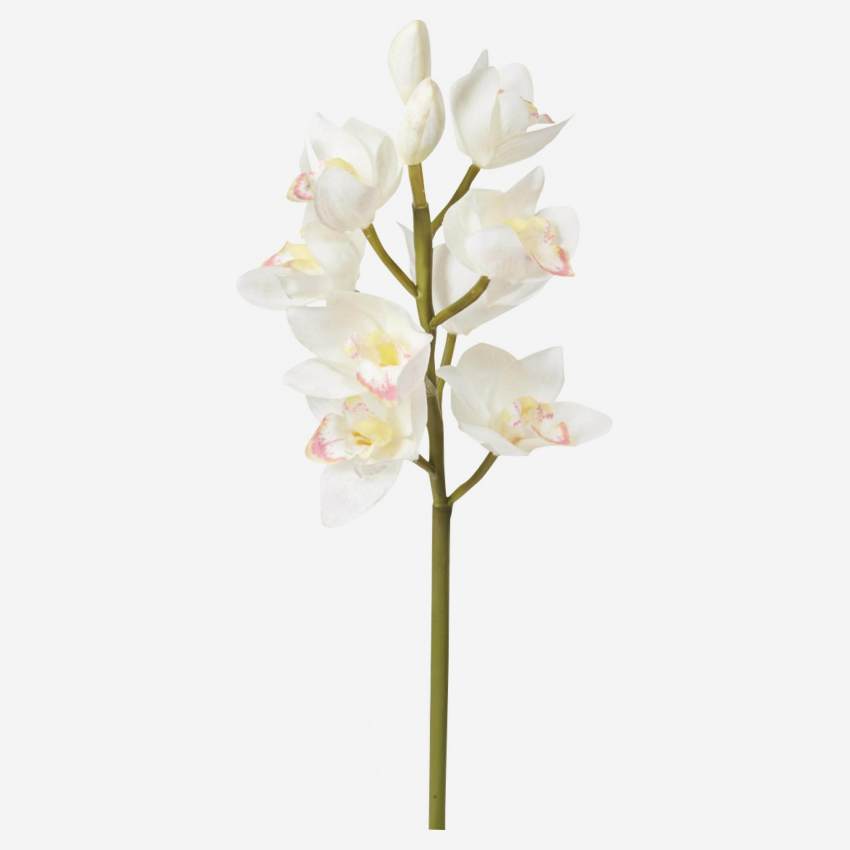 Orquídea Cymbidium artificial 62 cm branca