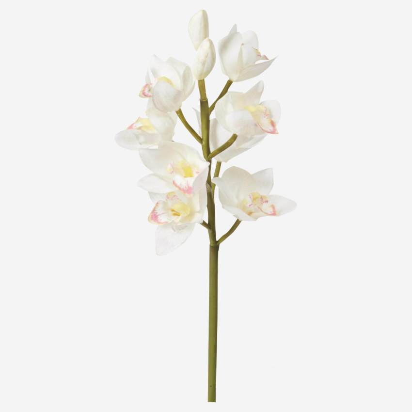 Orchidea Cymbidium artificiale 62cm - Bianco