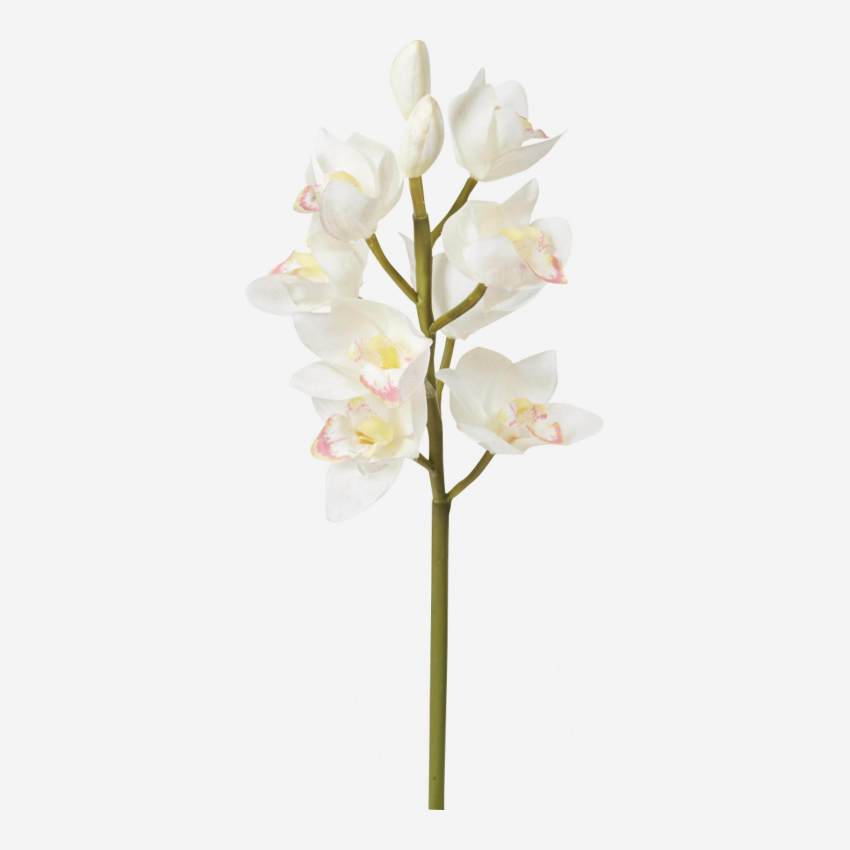 Kunstbloem orchidee Cymbidium 62cm wit