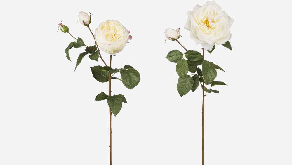 Surtido de 2 rosas artificiales 77cm blancas