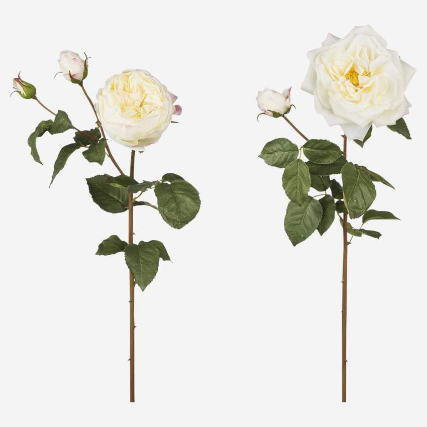 Roses artificielles 77cm blanches vendues à l'unité