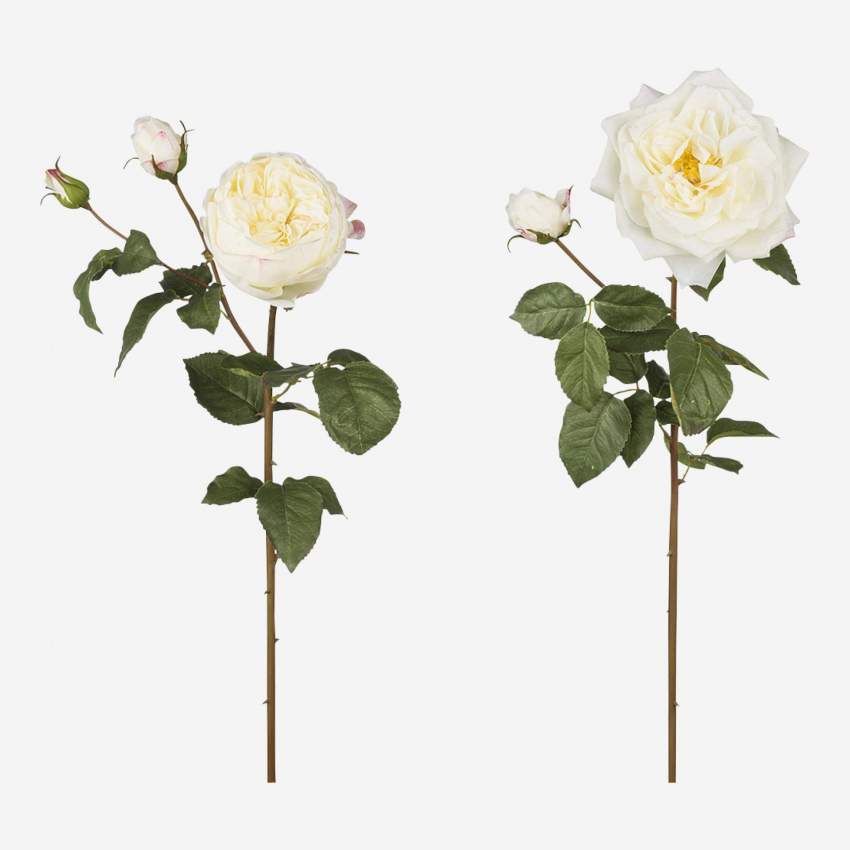 Zusammenstellung von 2 künstlichen Rosen, 77 cm, weiß