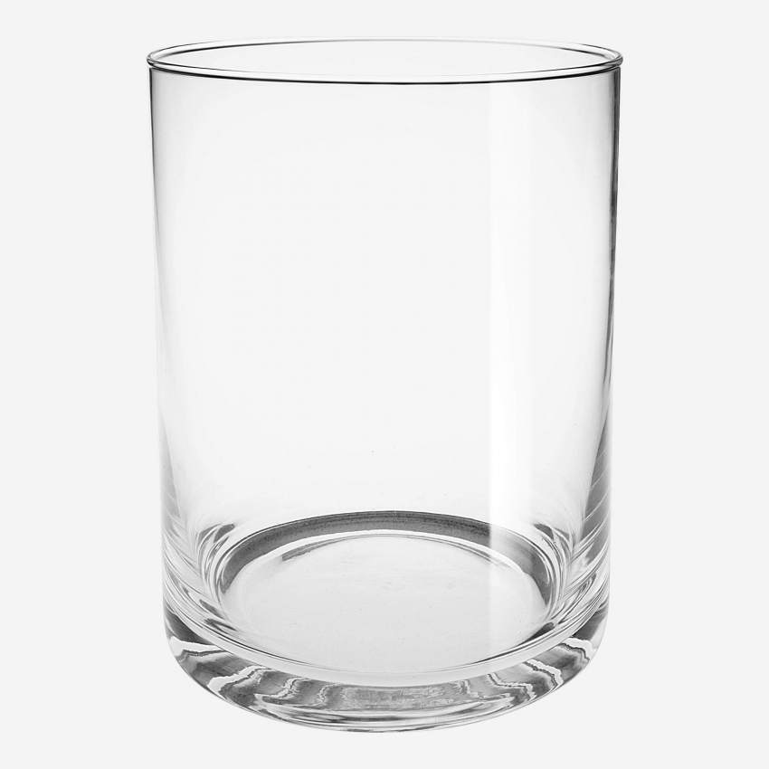 Vaso cilindrico in vetro soffiato - 15 x 20 cm - Trasparente