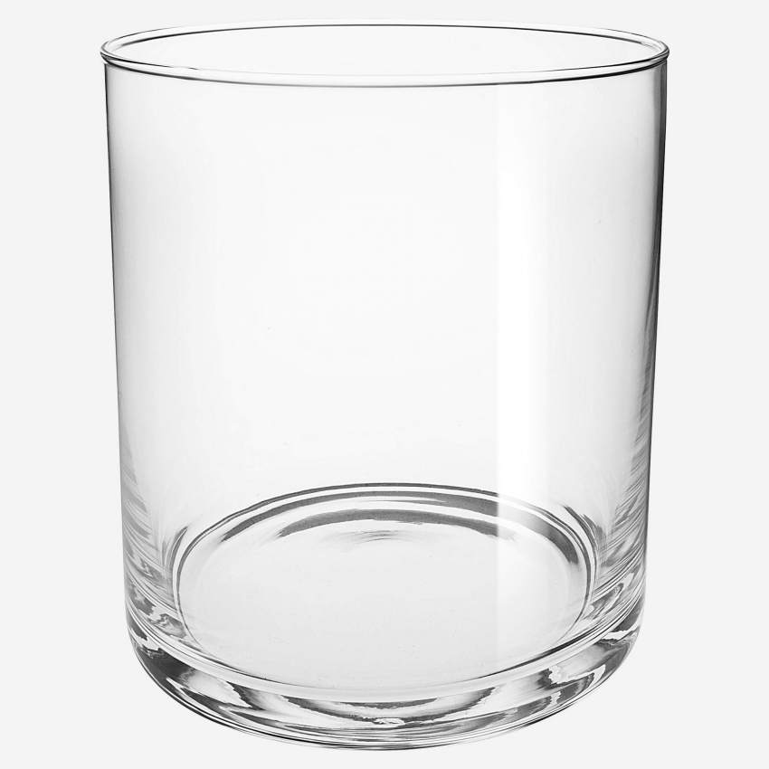 Jarrón cilíndrico de vidrio - 15 x 17 cm - Transparente