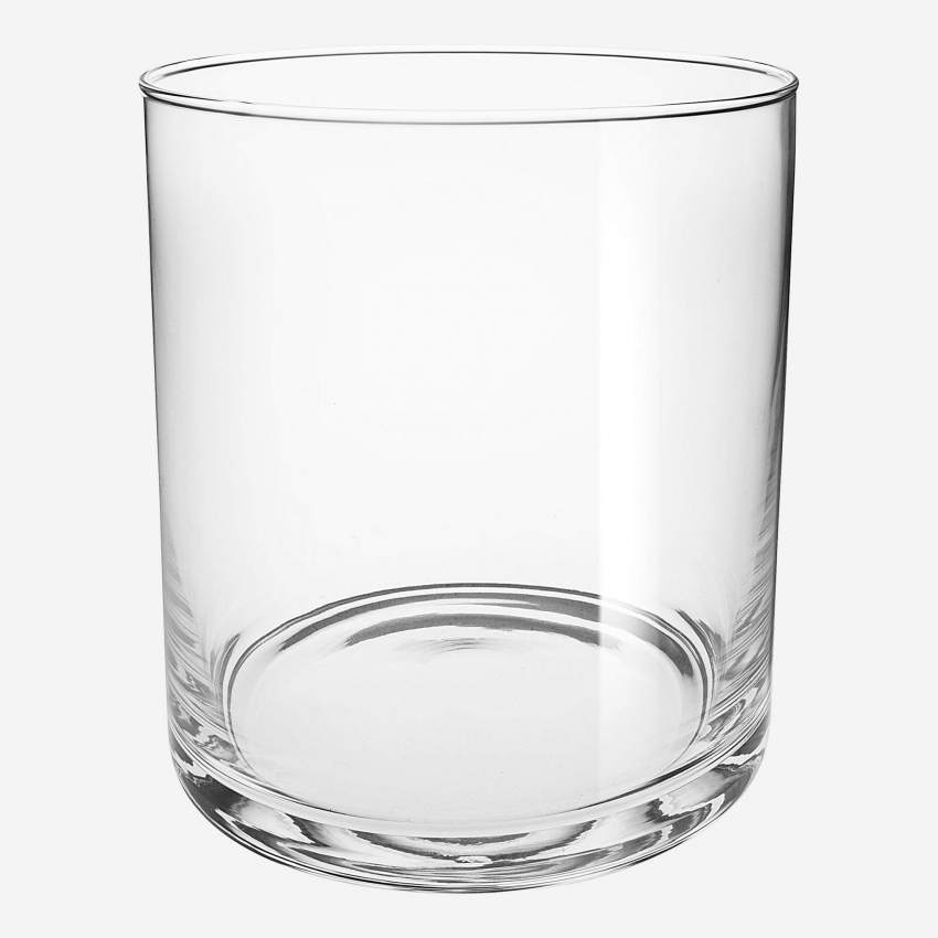 Jarrón cilíndrico de vidrio - 15 x 17 cm - Transparente