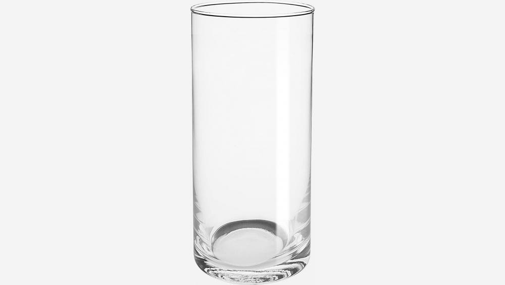 Jarra cilíndrica em vidro - 10 x 22 cm - Transparente