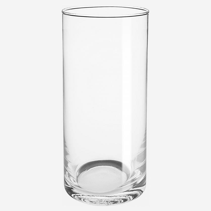 Vase cylindrique en verre - 10 x 22 cm - Transparent