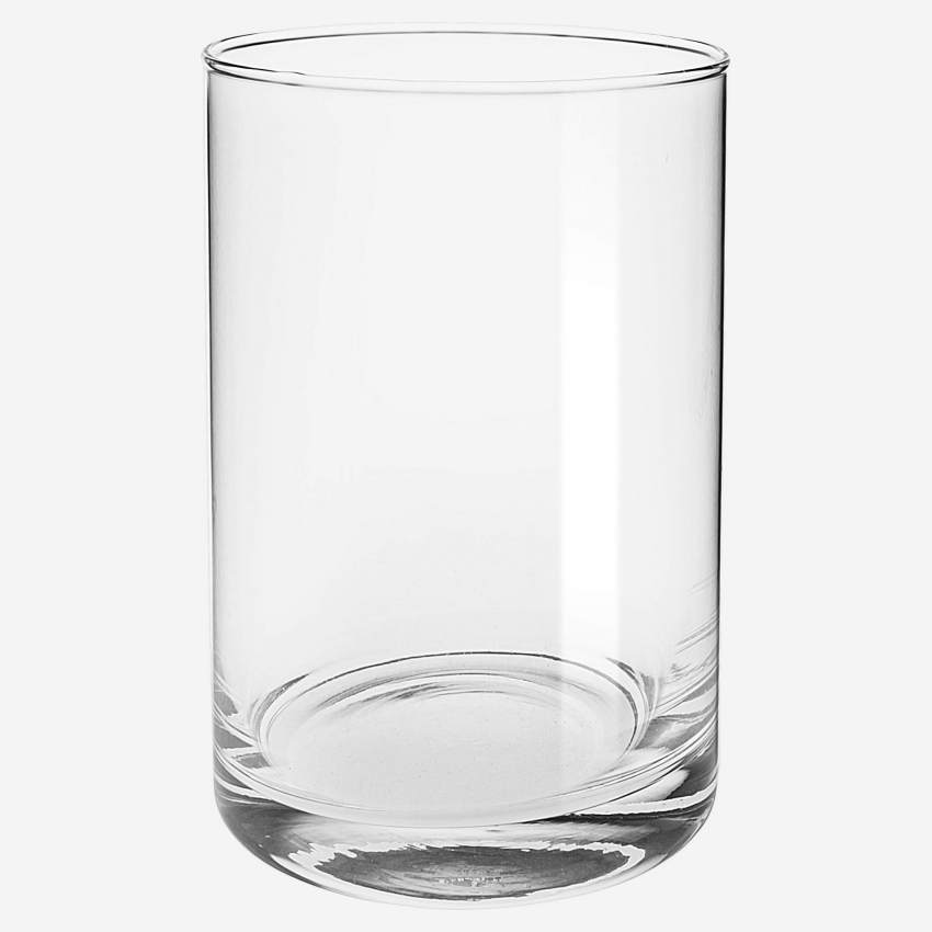 Jarrón cilíndrico de vidrio - 10 x 15 cm - Transparente