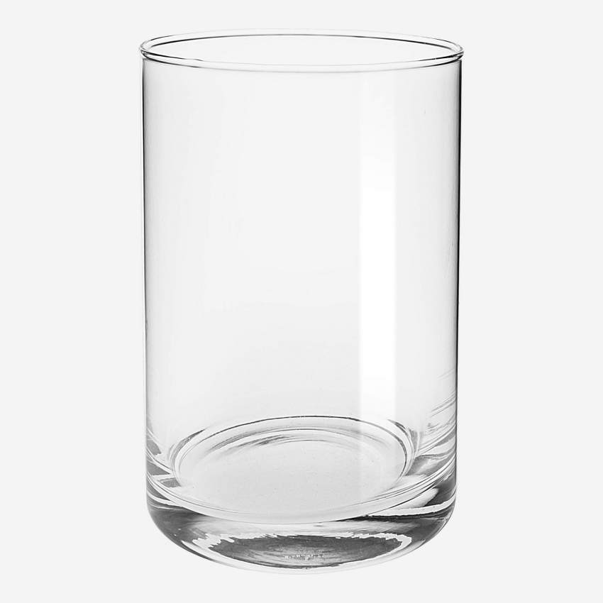 Vaso cilindrico in vetro soffiato - 10 x 15 cm - Trasparente