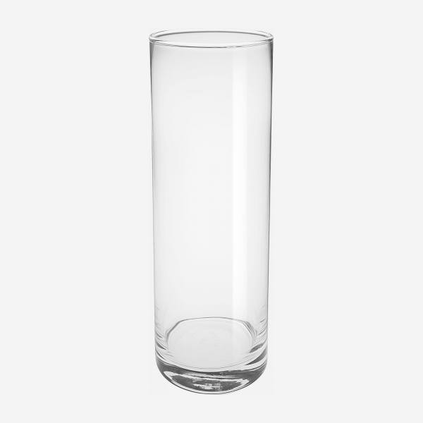 Jarrón cilíndrico de vidrio - 10 x 30 cm  - Transparente