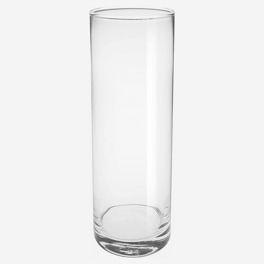 Jarrón cilíndrico de vidrio - 10 x 30 cm  - Transparente