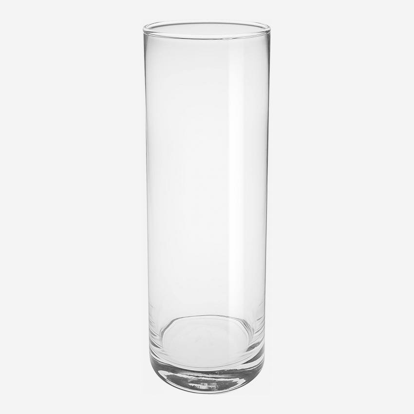 Jarra cilíndrica em vidro - 10 x 30 cm - Transparente