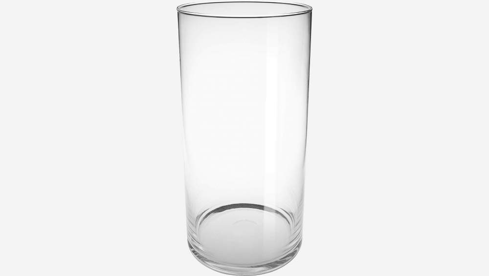 Jarra cilíndrica em vidro - 16 x 32 cm - Transparente