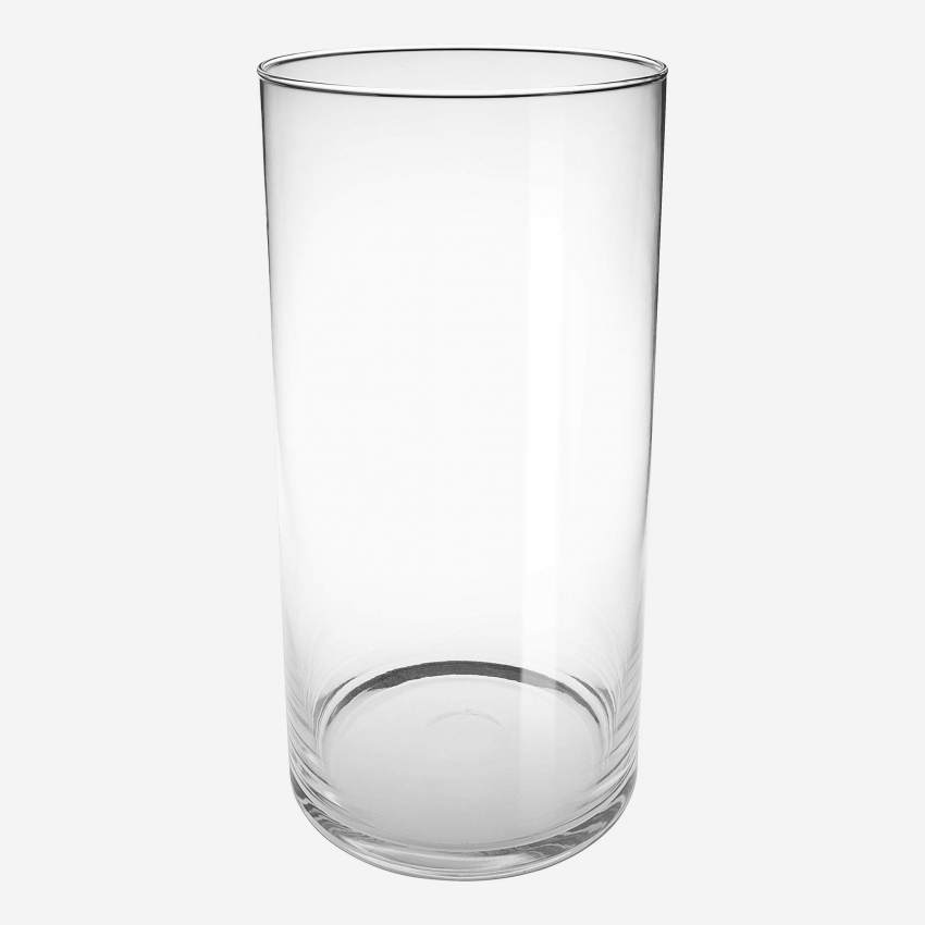 Jarra cilíndrica em vidro - 16 x 32 cm - Transparente