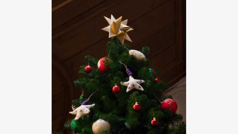 Decoração de Natal - Estrela de papel - Dourado