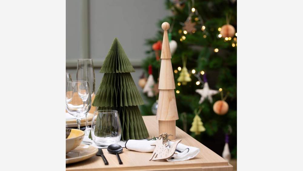 Weihnachtsschmuck - Tannenbaum aus Holz zum Hinstellen - 34,5 cm - Naturfarben 