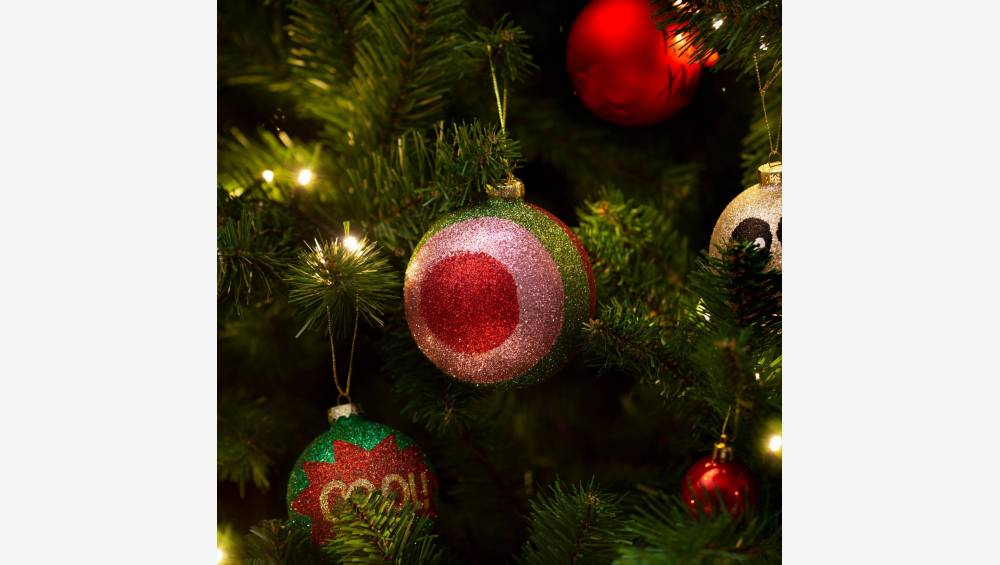 Weihnachtsschmuck - Kugel aus Glas zum Aufhängen - 10 cm - Bunt
