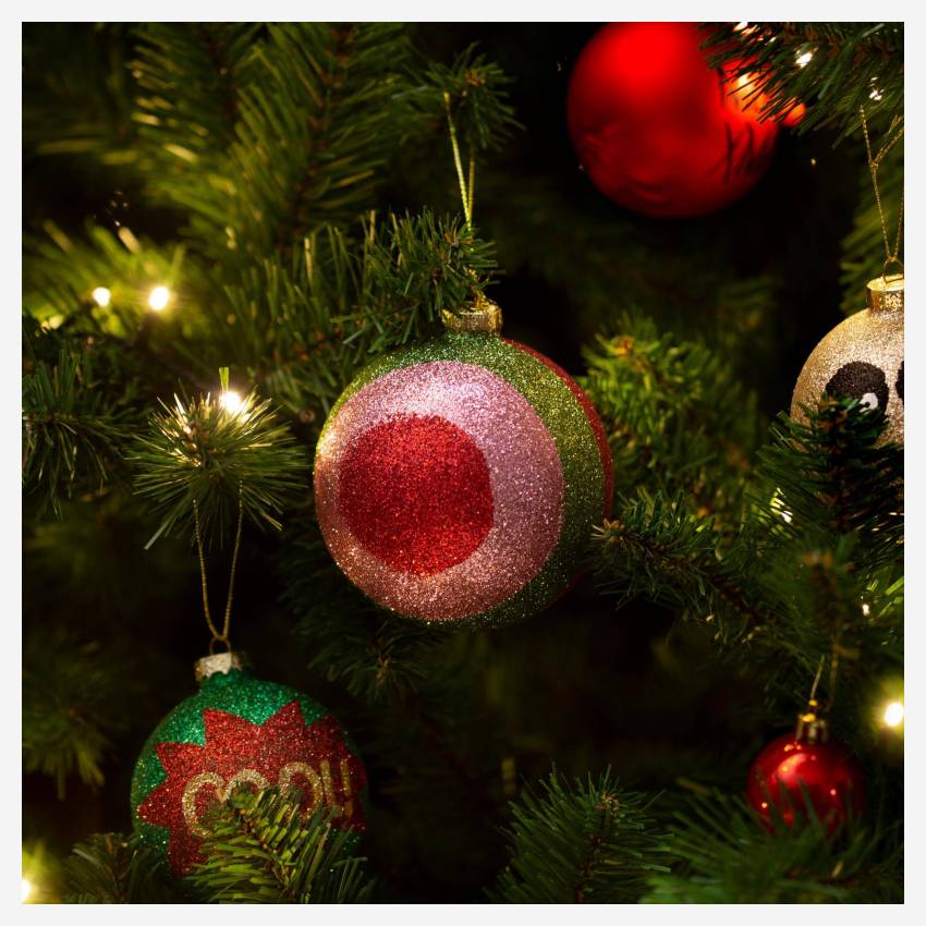 Decoração de Natal - Bola de vidro para pendurar - 10cm - Multicolor